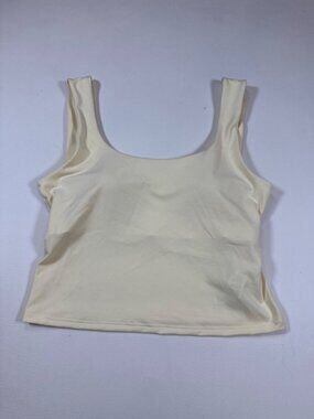 NWT Fabletics XL Oasis Twist Back Built-In Bra Tank Cream Stretchy Soft (AA448)